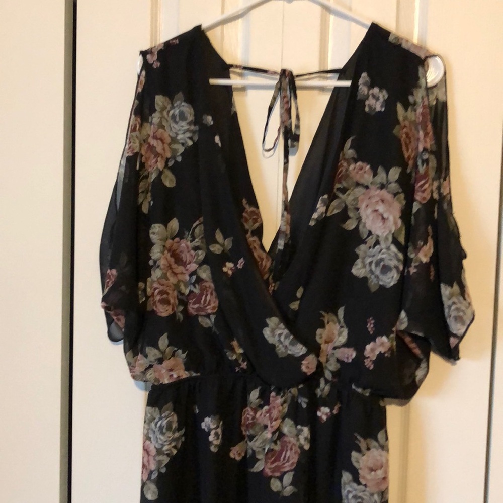 Rue21 floral low cut v-neck romper